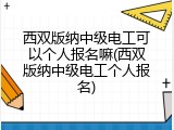 西双版纳中级电工可以个人报名嘛(西双版纳中级电工个人报名)