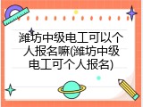 潍坊中级电工可以个人报名嘛(潍坊中级电工可个人报名)