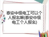 泰安中级电工可以个人报名嘛(泰安中级电工个人报名)