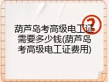 葫芦岛考高级电工证需要多少钱(葫芦岛考高级电工证费用)