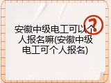 安徽中级电工可以个人报名嘛(安徽中级电工可个人报名)