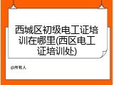 西城区初级电工证培训在哪里(西区电工证培训处)