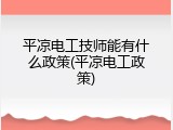 平凉电工技师能有什么政策(平凉电工政策)