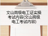 文山高级电工证实操考试内容(文山高级电工考试内容)