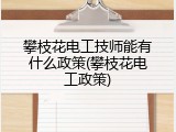 攀枝花电工技师能有什么政策(攀枝花电工政策)