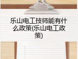 乐山电工技师能有什么政策(乐山电工政策)
