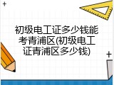 初级电工证多少钱能考青浦区(初级电工证青浦区多少钱)