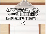 在西双版纳深圳怎么考中级电工证(西双版纳深圳考中级电工证)