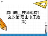 眉山电工技师能有什么政策(眉山电工政策)