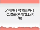 泸州电工技师能有什么政策(泸州电工政策)