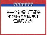 考一个初级电工证多少钱啊(考初级电工证费用多少)