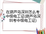 在葫芦岛深圳怎么考中级电工证(葫芦岛深圳考中级电工证)