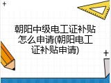 朝阳中级电工证补贴怎么申请(朝阳电工证补贴申请)