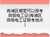 青浦区哪里可以报考高级电工证(青浦区高级电工证报考地点)