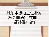丹东中级电工证补贴怎么申请(丹东电工证补贴申请)