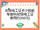 初级电工证多少钱能考锦州(初级电工证费用约300元)