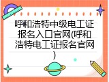 呼和浩特中级电工证报名入口官网(呼和浩特电工证报名官网)