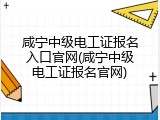 咸宁中级电工证报名入口官网(咸宁中级电工证报名官网)