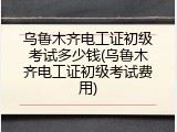 乌鲁木齐电工证初级考试多少钱(乌鲁木齐电工证初级考试费用)