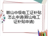 鞍山中级电工证补贴怎么申请(鞍山电工证补贴申请)