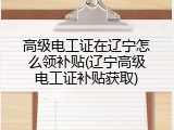 高级电工证在辽宁怎么领补贴(辽宁高级电工证补贴获取)
