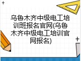 乌鲁木齐中级电工培训班报名官网(乌鲁木齐中级电工培训官网报名)
