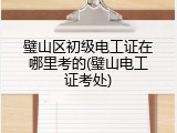 璧山区初级电工证在哪里考的(璧山电工证考处)