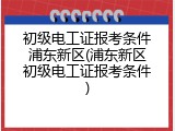初级电工证报考条件浦东新区(浦东新区初级电工证报考条件)