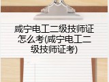 咸宁电工二级技师证怎么考(咸宁电工二级技师证考)