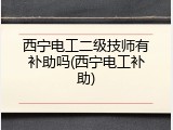 西宁电工二级技师有补助吗(西宁电工补助)