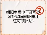 朝阳中级电工证可以领补贴吗(朝阳电工证可领补贴)