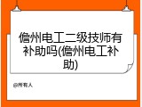 儋州电工二级技师有补助吗(儋州电工补助)