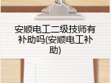 安顺电工二级技师有补助吗(安顺电工补助)