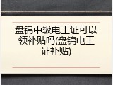 盘锦中级电工证可以领补贴吗(盘锦电工证补贴)