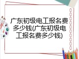 广东初级电工报名费多少钱(广东初级电工报名费多少钱)