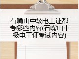 石嘴山中级电工证都考哪些内容(石嘴山中级电工证考试内容)