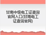 甘南中级电工证查询官网入口(甘南电工证查询官网)