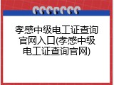 孝感中级电工证查询官网入口(孝感中级电工证查询官网)