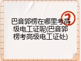 巴音郭楞在哪里考高级电工证呢(巴音郭楞考高级电工证处)