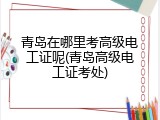 青岛在哪里考高级电工证呢(青岛高级电工证考处)
