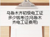 乌鲁木齐初级电工证多少钱考过(乌鲁木齐电工证费用)