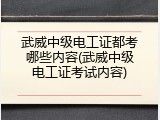 武威中级电工证都考哪些内容(武威中级电工证考试内容)