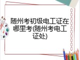 随州考初级电工证在哪里考(随州考电工证处)